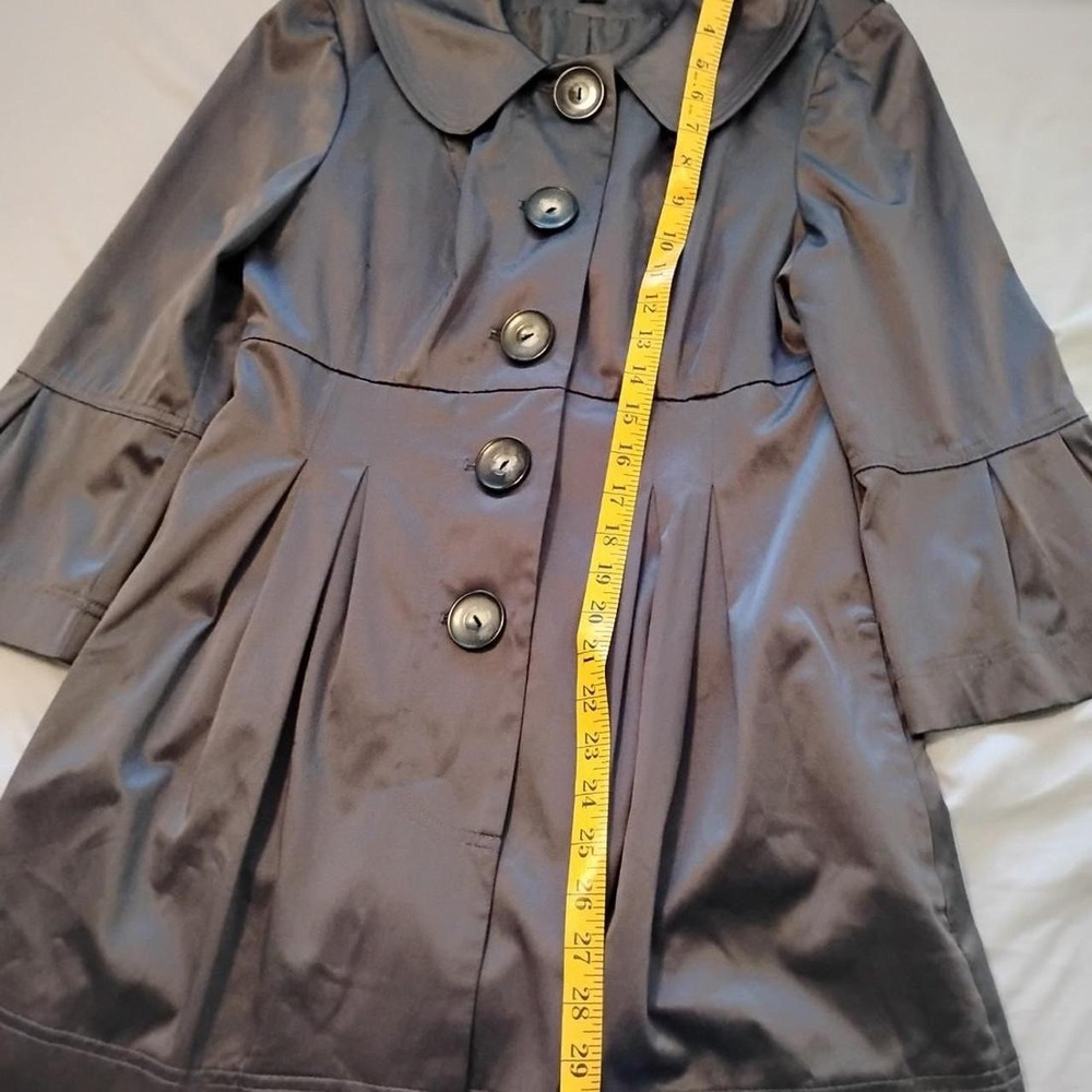 Y2K Vintage BCX Metallic Dark Vampy Trench Coat Dress 🌟 Fit & Flare Babydoll - Picture 4 of 8